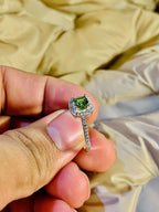 French Style Vintage White Olive Green Zircon Ring with box