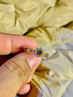 French Style Vintage White Olive Green Zircon Ring