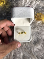 French Style Vintage White Olive Green Zircon Ring