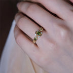 French Style Vintage White Olive Green Zircon Ring