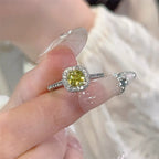 French Style Vintage White Olive Green Zircon Ring with box