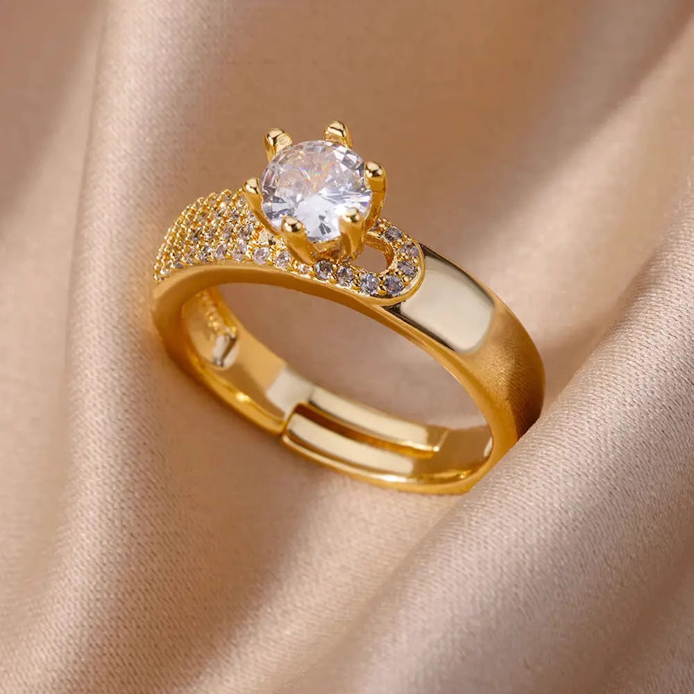 Hot-Selling 18K Gold-Plated Full Diamond Luxury Ring for Women