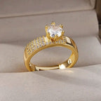 Hot-Selling 18K Gold-Plated Full Diamond Luxury Ring for Women
