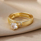 Hot-Selling 18K Gold-Plated Full Diamond Luxury Ring for Women